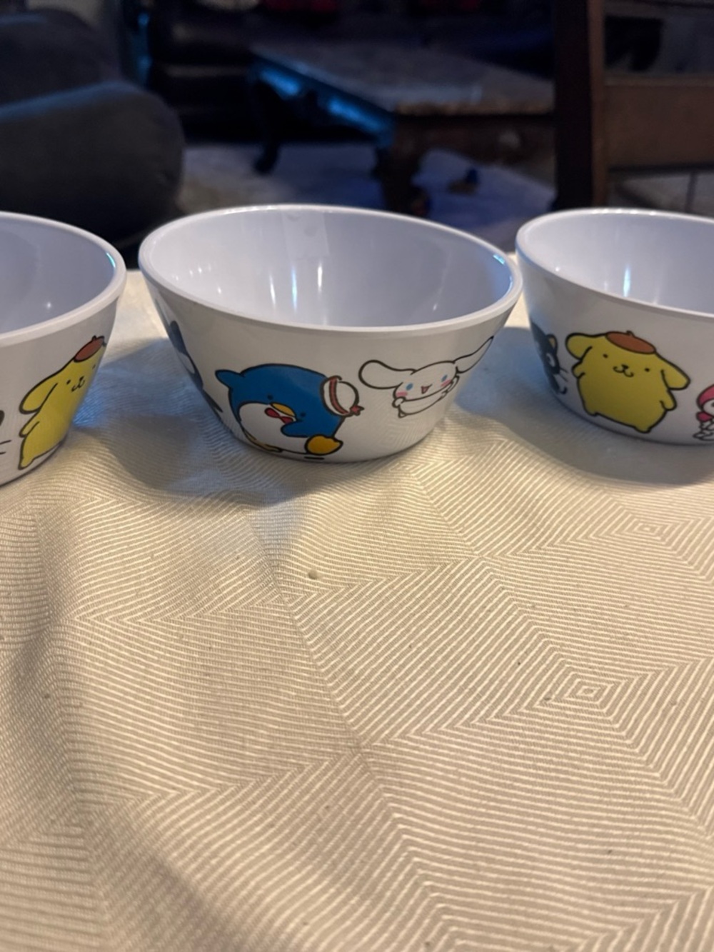Sanrio Ceramic Character Snack Bowls - White, Yellow & Blue